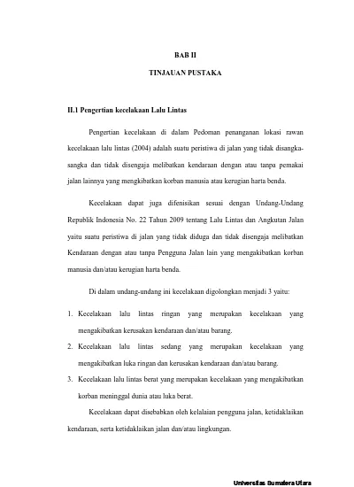 BAB II TINJAUAN PUSTAKA. Pengertian Kecelakaan Di Dalam Pedoman ...