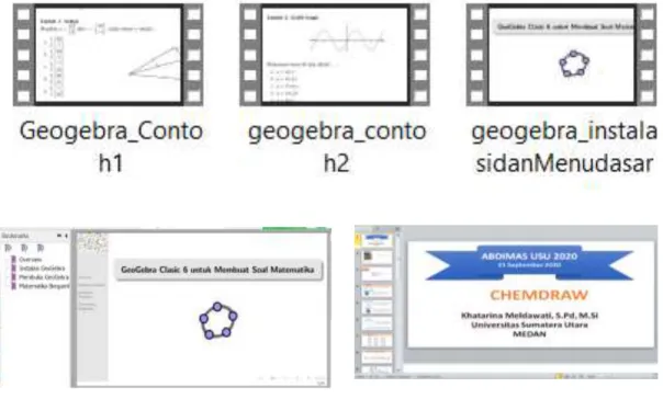 Gambar 3.1. Layout video dan slide pelatihan GeoGebra dan Chemdraw 