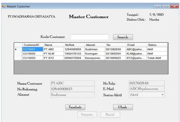 Gambar 4.59 User Interface Form Master Customer 