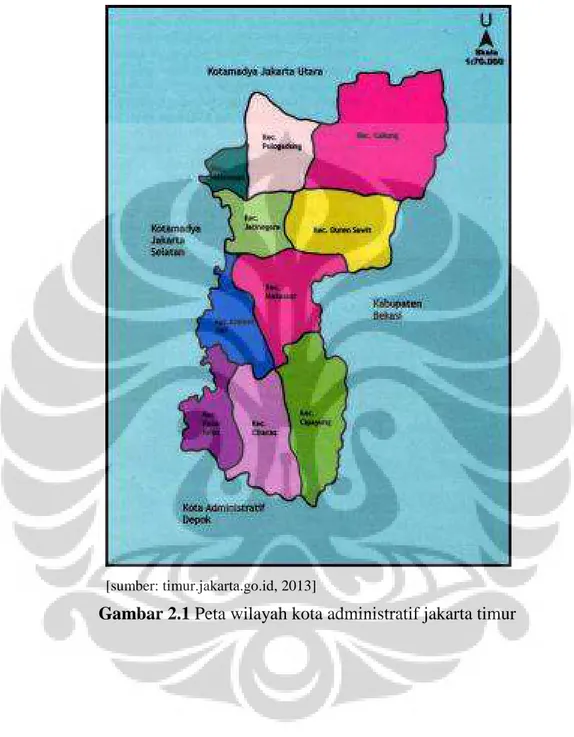 Gambar 2.1 Peta wilayah kota administratif jakarta timur