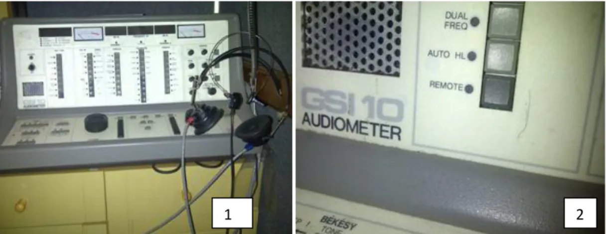 Gambar 1 dan 2:  Alat audiometer di Poliklinik THT-KL RSUP Sangla