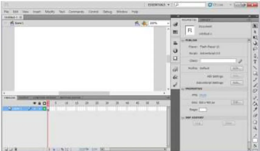 Gambar II.9. Tampilan Jendela program Adobe Flash Pro CS5.6  Sumber : (Madcoms Madium; 2012: 5) 