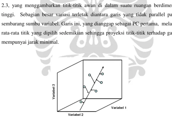 Gambar 2.3  Proyeksi Awan Data pada Satu Garis 