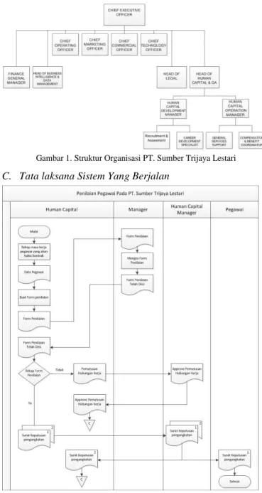 Gambar 1. Struktur Organisasi PT. Sumber Trijaya Lestari  C.  Tata laksana Sistem Yang Berjalan  