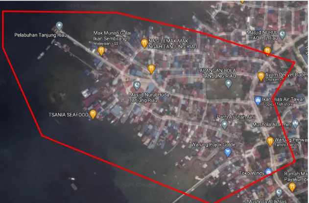 Gambar 1. Lokasi Permukiman Pesisir Kampung Tua Tanjung Riau  Sumber: Google Map, 2020 