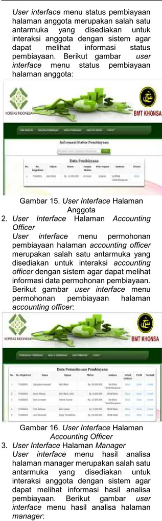 Gambar 16. User Interface Halaman  Accounting Officer 