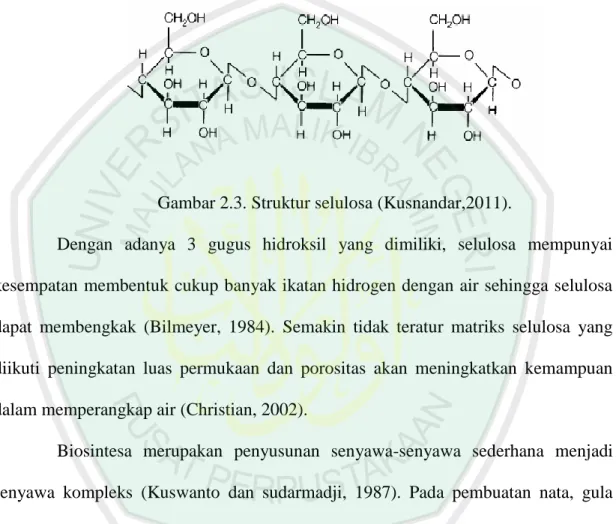 Gambar 2.3. Struktur selulosa (Kusnandar,2011). 