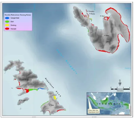 Gambar 12. Sebaran kondisi biomassa ikan karang di perairan utara Aceh.