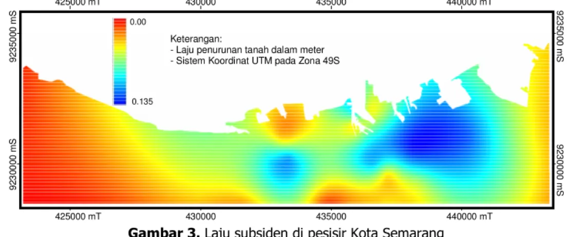 Tabel 1. Luas Genangan Rob Akibat Pengaruh Subsiden  (Inundated area due to land subsidence) 