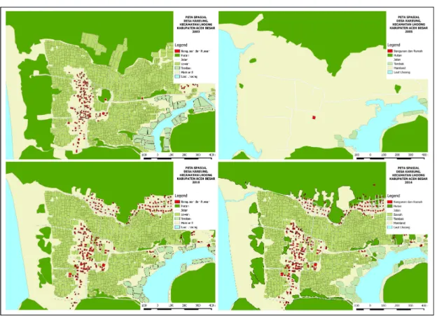 Gambar  4.  Peta  spasial  perubahan  tata  guna  lahan  pada  Desa  Kareung,      Kecamatan  Lhoong