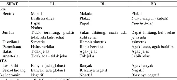 Tabel 2. Klasifikasi MB menurut Ridley &amp; Jopling