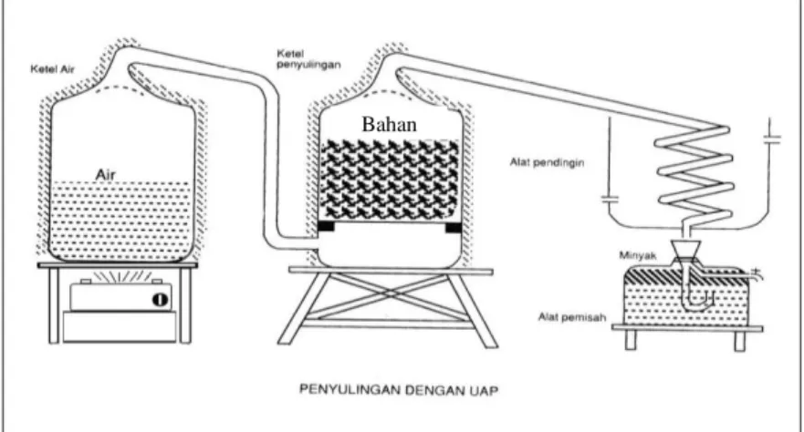 Gambar II. 4 Skema Peralatan Steam Distillation  II.4 Gelombang Mikro (Microwave) 