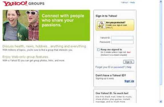 Gambar 3. Halaman Untuk Masuk ke Yahoo! Groups 