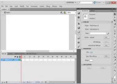Gambar II.9. Tampilan Jendela program Adobe Flash Pro CS6  Sumber : (Madcoms Madium; 2013: 5) 