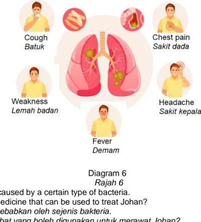 Diagram 6    Rajah 6  Pneumonia is caused by a certain type of bacteria. 