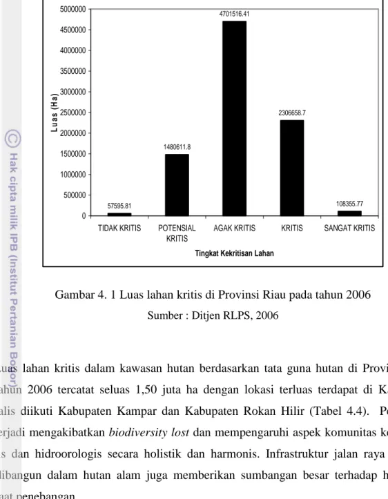 Tabel 4.4. Lahan kritis di Provinsi Riau 