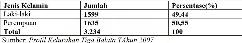 Tabel 7. Distribusi Penduduk Menurut Umur di  Kelurahan Tiga Balata 