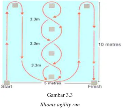 Gambar 3.3  Illionis agility run  Sumber:Mc kenzie 