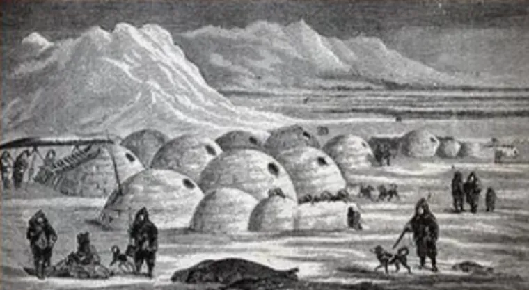 Gambar 1. Pemanfaatan alam sekitar sebagai bahan pembentuk rumah suku eskimo, dan faktor 