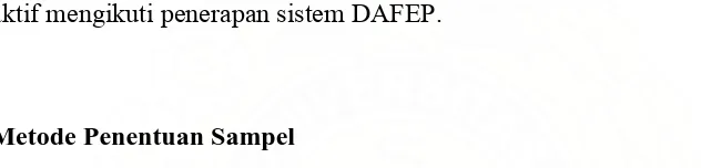 Tabel 3. Jumlah Populasi dan Sampel Peserta Sistem DAFEP 