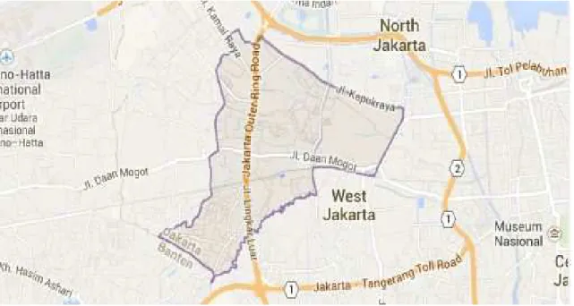 Gambar 4.1 Peta Wilayah Kecamatan Cengkareng  (Sumber : https://www.google.com/maps) 