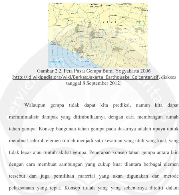 Gambar 2.2. Peta Pusat Gempa Bumi Yogyakarta 2006 