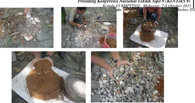 Gambar 5. Proses Daur Ulang Pecahan dinding menjadi pasir dan kerikil, Sumber : Satyarno, I., 2008