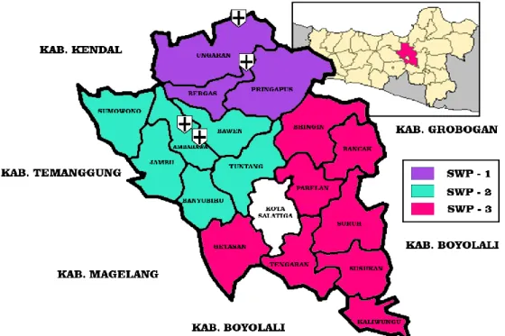 Gambar 1.1 Peta Persebaran Rumah Sakit Umum di Tiap SWP Kabupaten Semarang 