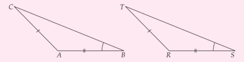 Gambar 1.8  ) ABC dan ) RST, dua sisi sama panjang dan satu sudut sama besar