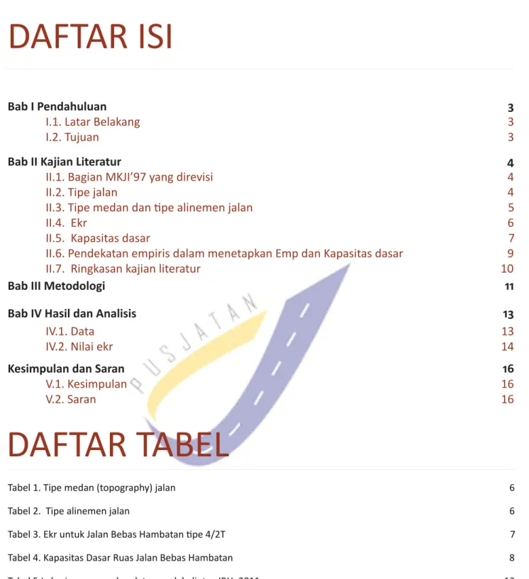 Tabel 1. Tipe medan (topography) jalan  6