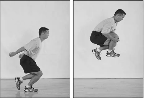 Gambar 1. Bentuk Latihan pliometrik single-leg tuck jump. 