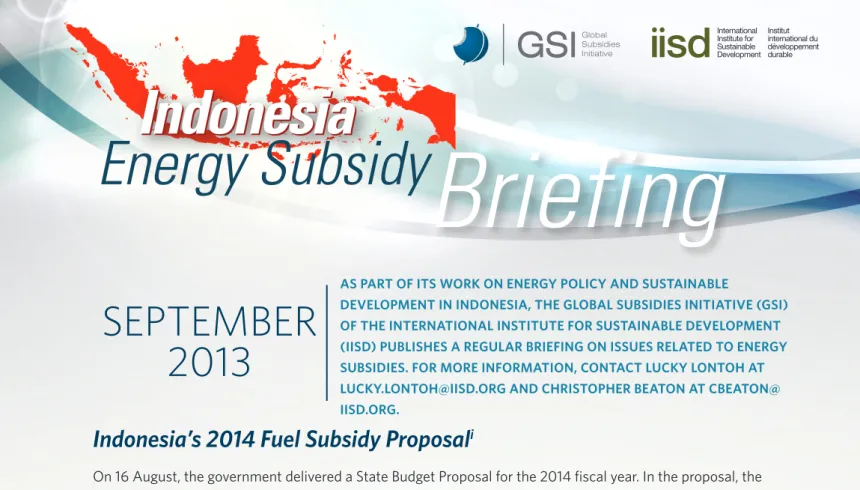 Table 1. Indonesian Energy Subsidy Proposal in 2014 (in US$ billion)