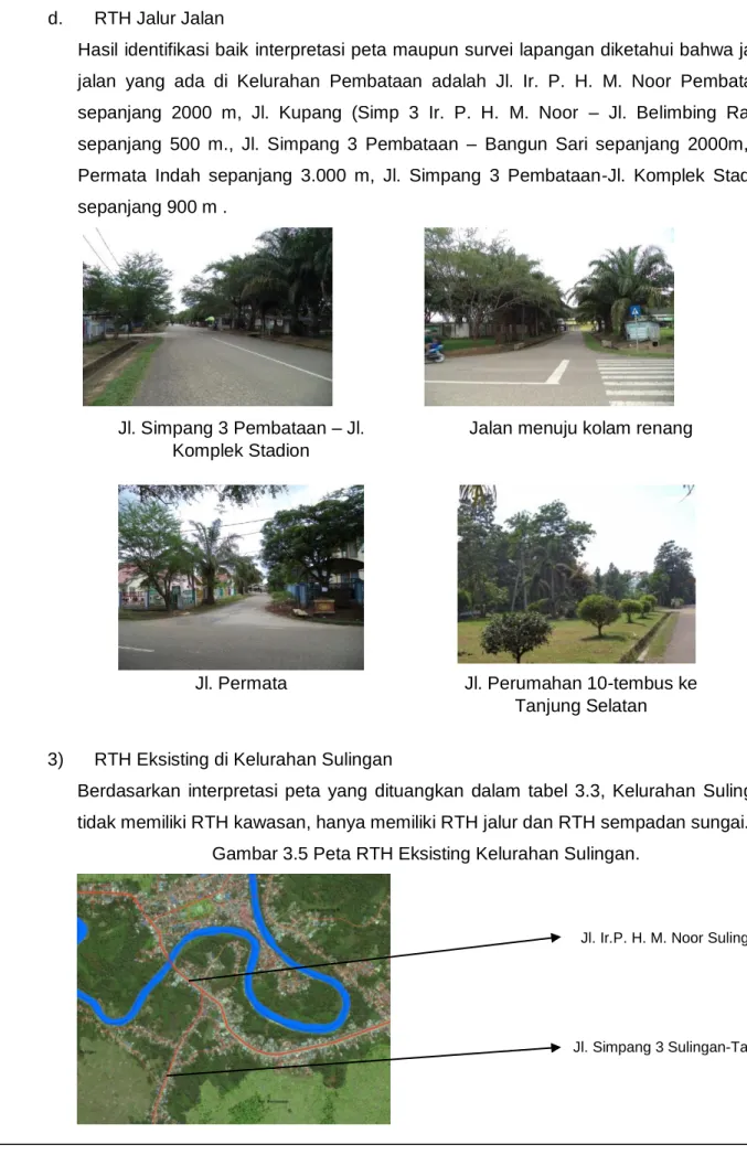 Gambar 3.5 Peta RTH Eksisting Kelurahan Sulingan. 