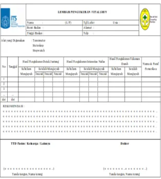 Tabel 3.1 lembar pengisian Vital Sign
