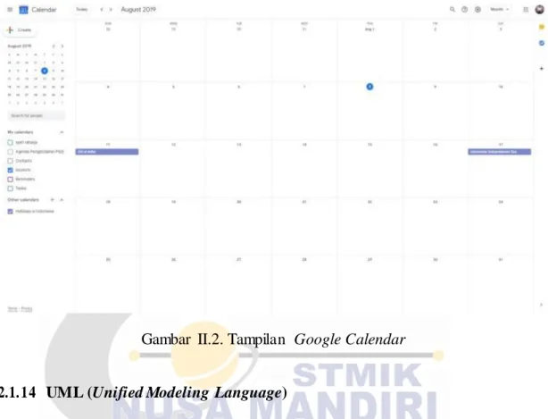 Gambar  II.2. Tampilan  Google Calendar 