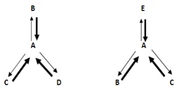 Figure 1. Communication process in Decision  Making (star network) Left: in Various Activities Group Right: in Mushrooms Pick 