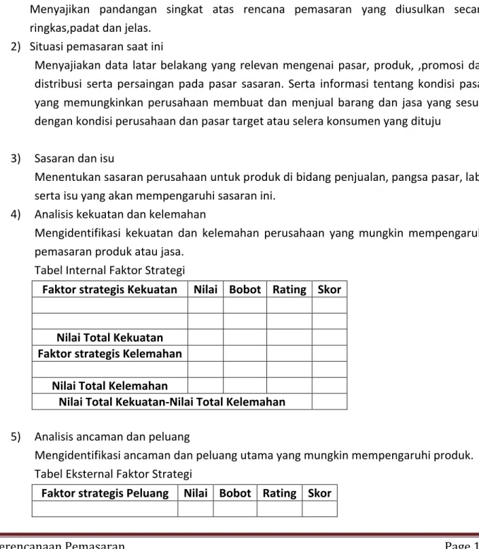 Tabel Internal Faktor Strategi