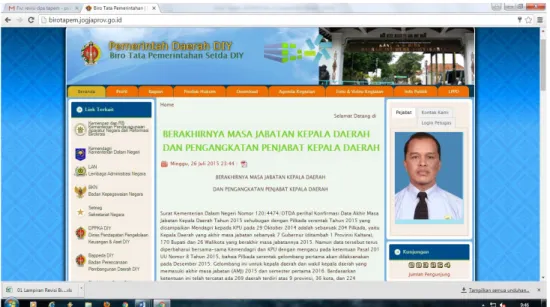 Gambar 3. Tampilan Website Biro Tata Pemerintahan Setda DIY 