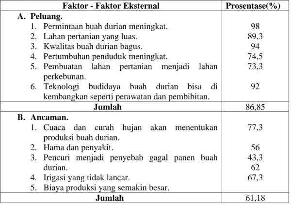 Tabel 4. Faktor - Faktor Ekternal 