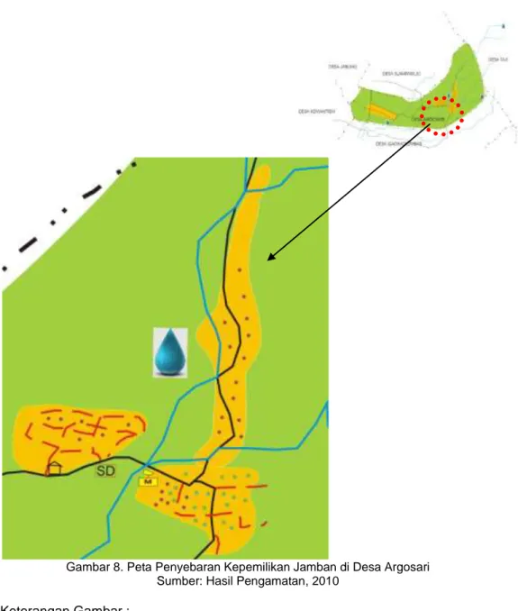Gambar 8. Peta Penyebaran Kepemilikan Jamban di Desa Argosari  Sumber: Hasil Pengamatan, 2010 