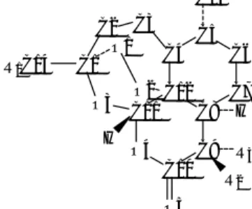 Gambar 1. Struktur senyawa artemisinin tersubtitusi  pada atom C14 dengan subtituen R 1  dan atom C9  dengan subtituen R 2  dan R 3 