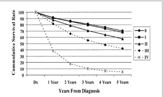 Gambar 2.6.1   Rata-rata kumulatif kelangsungan hidup  pada KKR  (Stewart, 2003)  