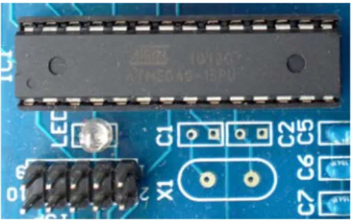 Gambar 15 menunjukkan komponen  ATmega8 yang tela terpasang. 