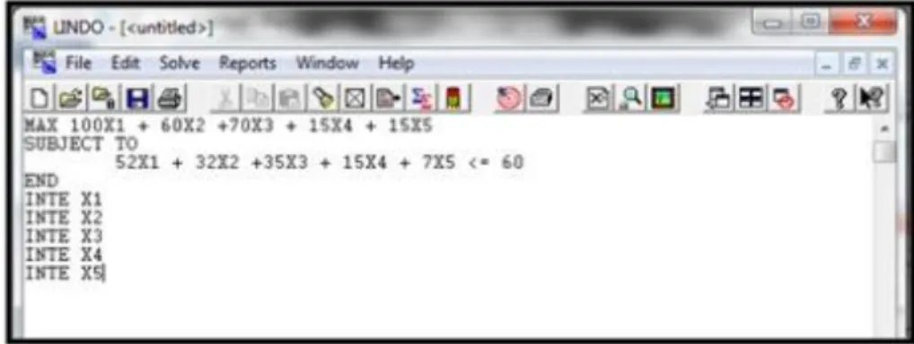 Gambar 3. Formulasi pada Lindo Software