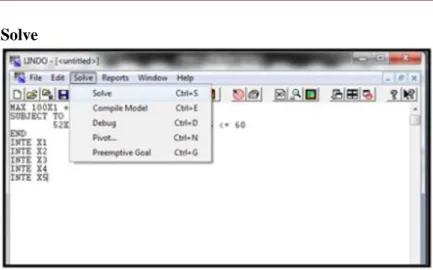 Gambar 4. Menu Solve pada Lindo Software 