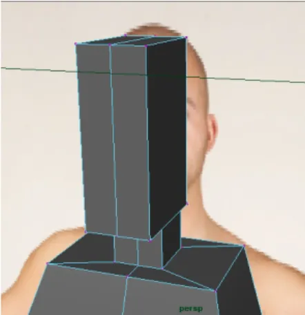 gambar 3.2 cube poligon dasar kepala yang telah diextrude 