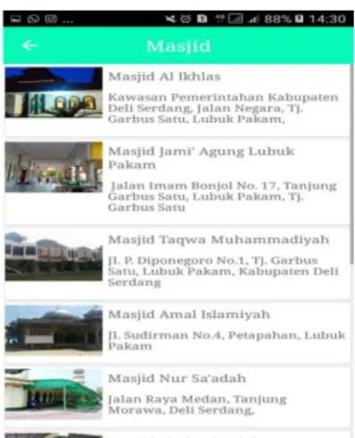 Gambar 9. Tampilan menu masjid 
