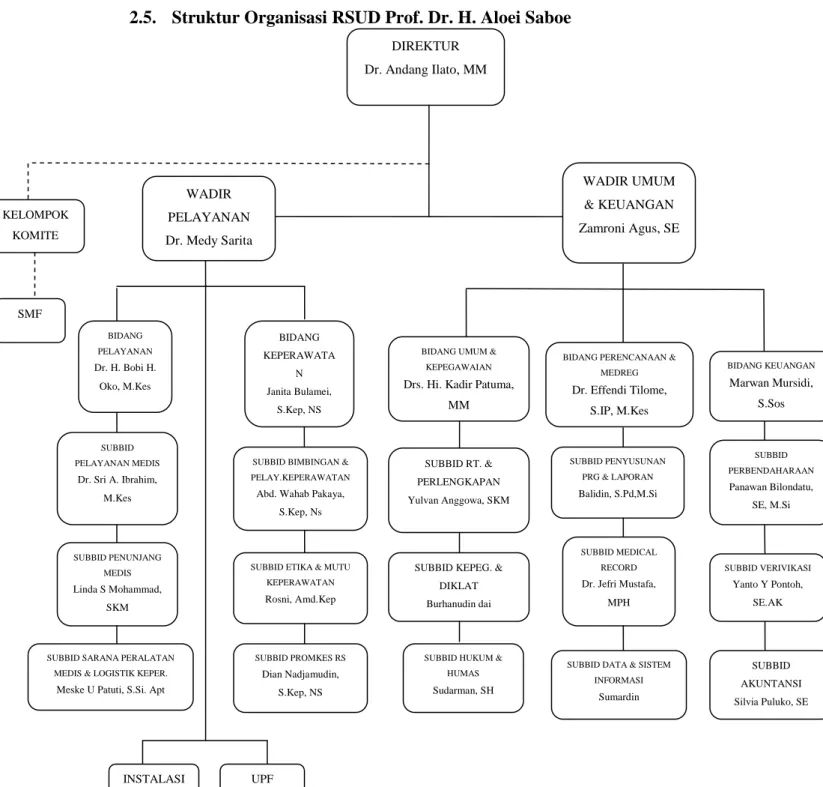 Gambar 1. Struktur organisasi RSUD Prof. Dr. H. Aloei Saboe 