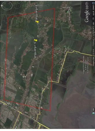 Gambar 3. 1 Daerah Penelitian yang berada di kotak garis merah dengan  koordinat  7 o 29’40.60”  S  -  7 o 30’33.02”  S  dan  112 o 42’43.39” E - 112 o 45’02.17” E  (Google Earth 2016) 