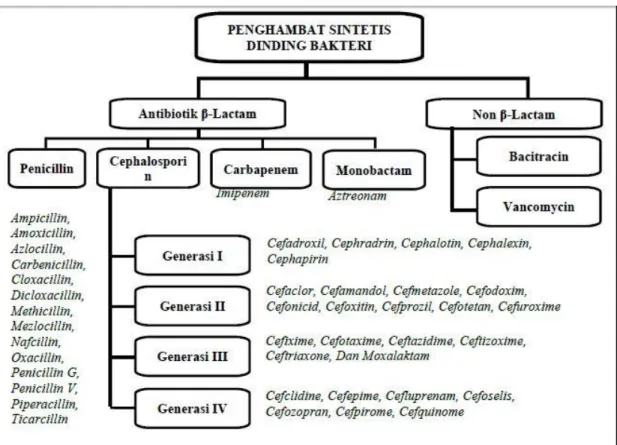 Gambar 2.3.1 Struktur Antibiotik golongan menghambat sintetis dinding bakteri 